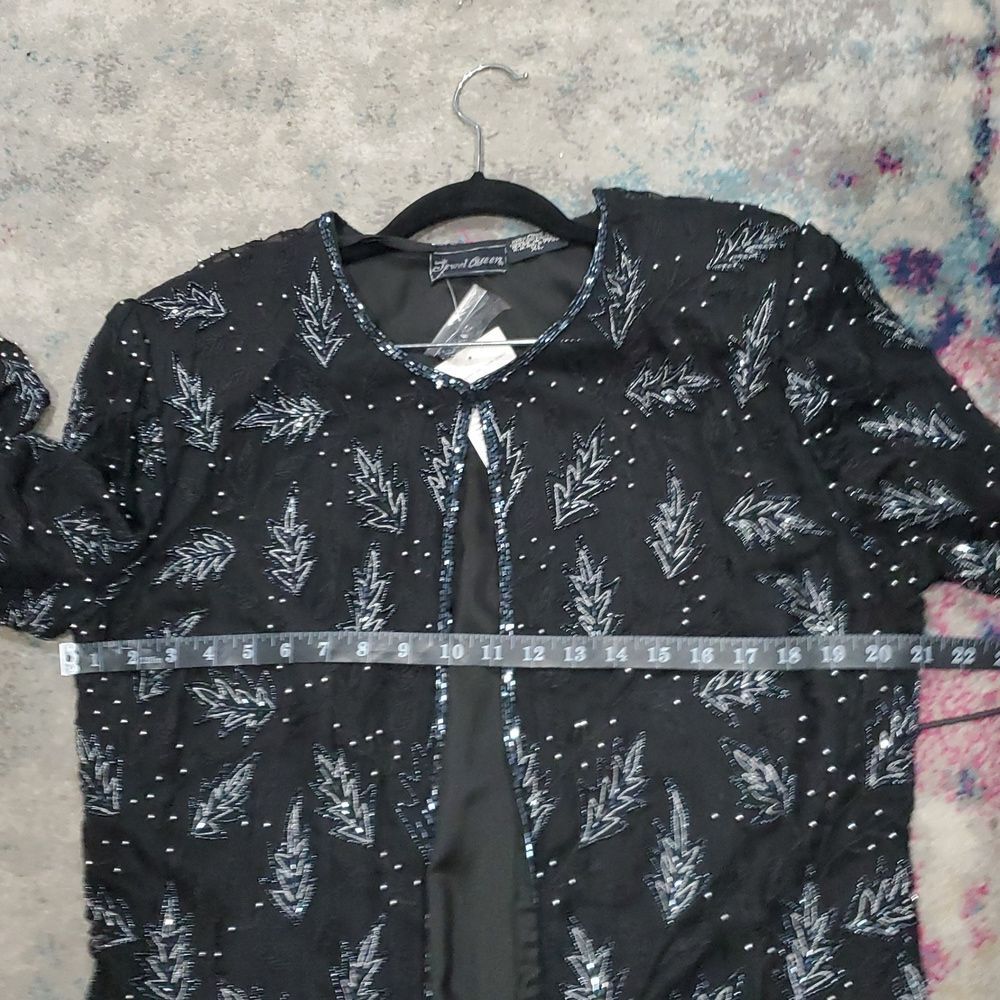 Black Leaf Pattern Long Coat - image 11